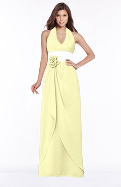 ColsBM Paulina Wax Yellow Glamorous A-line Halter Chiffon Flower Bridesmaid Dresses