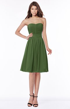 ColsBM Lilia Garden Green Gorgeous A-line Zip up Chiffon Knee Length Pick up Bridesmaid Dresses