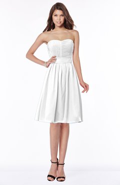 ColsBM Lilia White Gorgeous A-line Zip up Chiffon Knee Length Pick up Bridesmaid Dresses