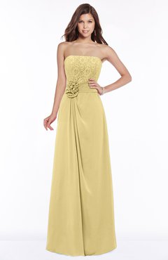 ColsBM Ella Gold Gorgeous A-line Sleeveless Chiffon Floor Length Flower Bridesmaid Dresses