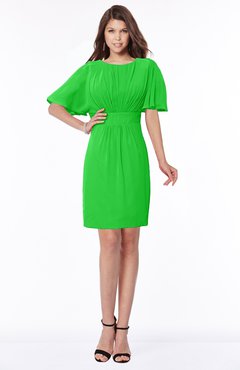 ColsBM Talia Classic Green Luxury A-line Short Sleeve Zip up Chiffon Pleated Bridesmaid Dresses