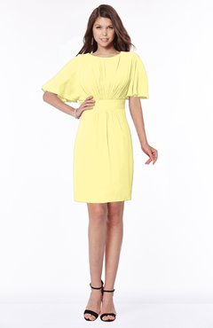 ColsBM Talia Daffodil Luxury A-line Short Sleeve Zip up Chiffon Pleated Bridesmaid Dresses