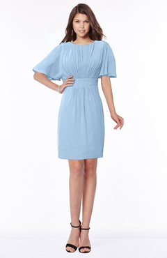 ColsBM Talia Dusty Blue Luxury A-line Short Sleeve Zip up Chiffon Pleated Bridesmaid Dresses