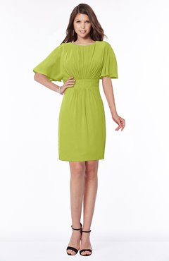 ColsBM Talia Green Oasis Luxury A-line Short Sleeve Zip up Chiffon Pleated Bridesmaid Dresses