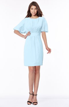 ColsBM Talia Ice Blue Luxury A-line Short Sleeve Zip up Chiffon Pleated Bridesmaid Dresses