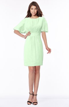 ColsBM Talia Light Green Luxury A-line Short Sleeve Zip up Chiffon Pleated Bridesmaid Dresses