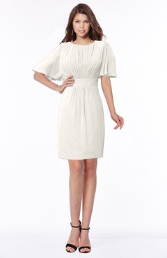 ColsBM Talia Off White Luxury A-line Short Sleeve Zip up Chiffon Pleated Bridesmaid Dresses