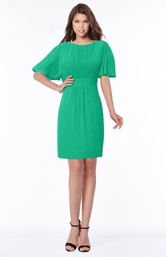 ColsBM Talia Pepper Green Luxury A-line Short Sleeve Zip up Chiffon Pleated Bridesmaid Dresses