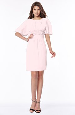ColsBM Talia Petal Pink Luxury A-line Short Sleeve Zip up Chiffon Pleated Bridesmaid Dresses