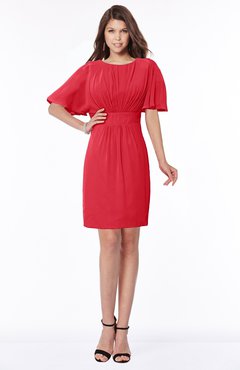 ColsBM Talia Red Luxury A-line Short Sleeve Zip up Chiffon Pleated Bridesmaid Dresses