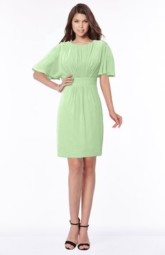 ColsBM Talia Sage Green Luxury A-line Short Sleeve Zip up Chiffon Pleated Bridesmaid Dresses
