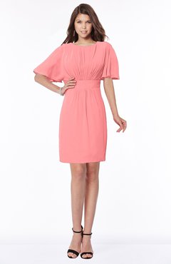 ColsBM Talia Shell Pink Luxury A-line Short Sleeve Zip up Chiffon Pleated Bridesmaid Dresses
