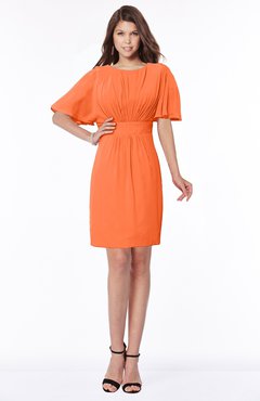 ColsBM Talia Tangerine Luxury A-line Short Sleeve Zip up Chiffon Pleated Bridesmaid Dresses