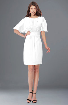 ColsBM Talia White Luxury A-line Short Sleeve Zip up Chiffon Pleated Bridesmaid Dresses