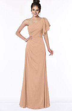 ColsBM Naomi Almost Apricot Glamorous A-line Short Sleeve Half Backless Chiffon Floor Length Bridesmaid Dresses