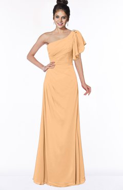 ColsBM Naomi Apricot Glamorous A-line Short Sleeve Half Backless Chiffon Floor Length Bridesmaid Dresses