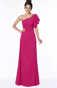 ColsBM Naomi Beetroot Purple Glamorous A-line Short Sleeve Half Backless Chiffon Floor Length Bridesmaid Dresses
