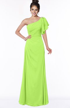 ColsBM Naomi Bright Green Glamorous A-line Short Sleeve Half Backless Chiffon Floor Length Bridesmaid Dresses
