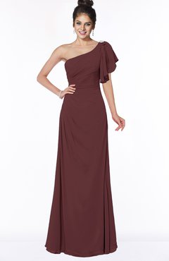ColsBM Naomi Burgundy Glamorous A-line Short Sleeve Half Backless Chiffon Floor Length Bridesmaid Dresses
