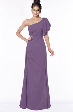 ColsBM Naomi Chinese Violet Glamorous A-line Short Sleeve Half Backless Chiffon Floor Length Bridesmaid Dresses