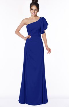 ColsBM Naomi Electric Blue Glamorous A-line Short Sleeve Half Backless Chiffon Floor Length Bridesmaid Dresses