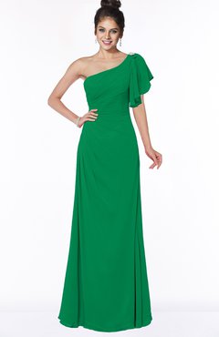 ColsBM Naomi Green Glamorous A-line Short Sleeve Half Backless Chiffon Floor Length Bridesmaid Dresses