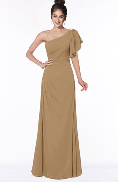 ColsBM Naomi Indian Tan Glamorous A-line Short Sleeve Half Backless Chiffon Floor Length Bridesmaid Dresses