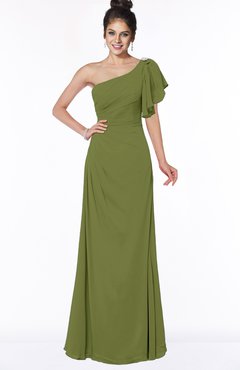 ColsBM Naomi Olive Green Glamorous A-line Short Sleeve Half Backless Chiffon Floor Length Bridesmaid Dresses