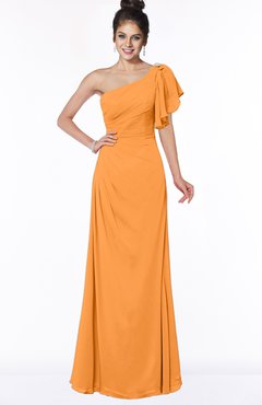 ColsBM Naomi Orange Glamorous A-line Short Sleeve Half Backless Chiffon Floor Length Bridesmaid Dresses