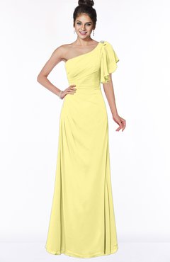 ColsBM Naomi Pastel Yellow Glamorous A-line Short Sleeve Half Backless Chiffon Floor Length Bridesmaid Dresses