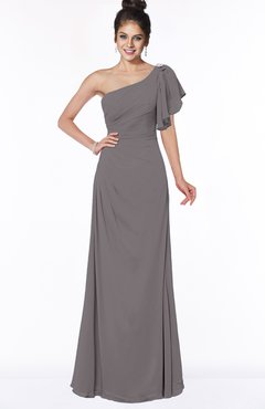 ColsBM Naomi Ridge Grey Glamorous A-line Short Sleeve Half Backless Chiffon Floor Length Bridesmaid Dresses