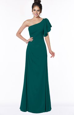 ColsBM Naomi Shaded Spruce Glamorous A-line Short Sleeve Half Backless Chiffon Floor Length Bridesmaid Dresses