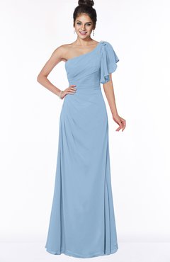 ColsBM Naomi Sky Blue Glamorous A-line Short Sleeve Half Backless Chiffon Floor Length Bridesmaid Dresses