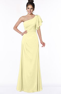 ColsBM Naomi Soft Yellow Glamorous A-line Short Sleeve Half Backless Chiffon Floor Length Bridesmaid Dresses