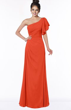 ColsBM Naomi Tangerine Tango Glamorous A-line Short Sleeve Half Backless Chiffon Floor Length Bridesmaid Dresses