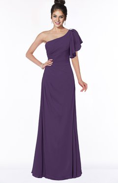 ColsBM Naomi Violet Glamorous A-line Short Sleeve Half Backless Chiffon Floor Length Bridesmaid Dresses