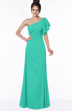 ColsBM Naomi Viridian Green Glamorous A-line Short Sleeve Half Backless Chiffon Floor Length Bridesmaid Dresses