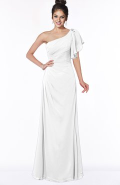 ColsBM Naomi White Glamorous A-line Short Sleeve Half Backless Chiffon Floor Length Bridesmaid Dresses