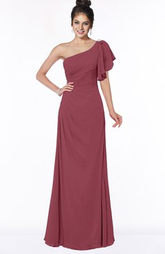 ColsBM Naomi Wine Glamorous A-line Short Sleeve Half Backless Chiffon Floor Length Bridesmaid Dresses