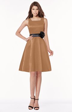 ColsBM Charli Light Brown Elegant A-line Wide Square Zip up Sash Bridesmaid Dresses