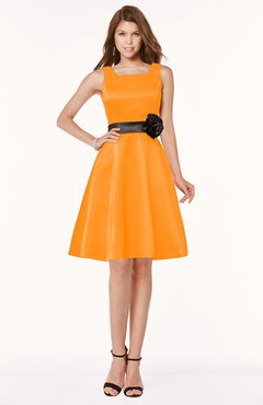 ColsBM Charli Orange Elegant A-line Wide Square Zip up Sash Bridesmaid Dresses