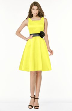 ColsBM Charli Pale Yellow Elegant A-line Wide Square Zip up Sash Bridesmaid Dresses
