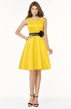 ColsBM Charli Yellow Elegant A-line Wide Square Zip up Sash Bridesmaid Dresses