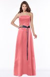ColsBM Jazlynn Shell Pink Luxury A-line Bateau Zip up Satin Floor Length Bridesmaid Dresses