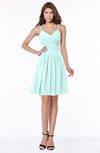 ColsBM Vera Blue Glass Modest A-line Sleeveless Zip up Knee Length Ruching Bridesmaid Dresses