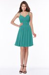 ColsBM Vera Emerald Green Modest A-line Sleeveless Zip up Knee Length Ruching Bridesmaid Dresses