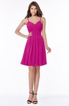 ColsBM Vera Hot Pink Modest A-line Sleeveless Zip up Knee Length Ruching Bridesmaid Dresses