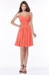 ColsBM Vera Living Coral Modest A-line Sleeveless Zip up Knee Length Ruching Bridesmaid Dresses