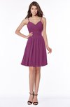 ColsBM Vera Raspberry Modest A-line Sleeveless Zip up Knee Length Ruching Bridesmaid Dresses