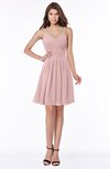 ColsBM Vera Silver Pink Modest A-line Sleeveless Zip up Knee Length Ruching Bridesmaid Dresses